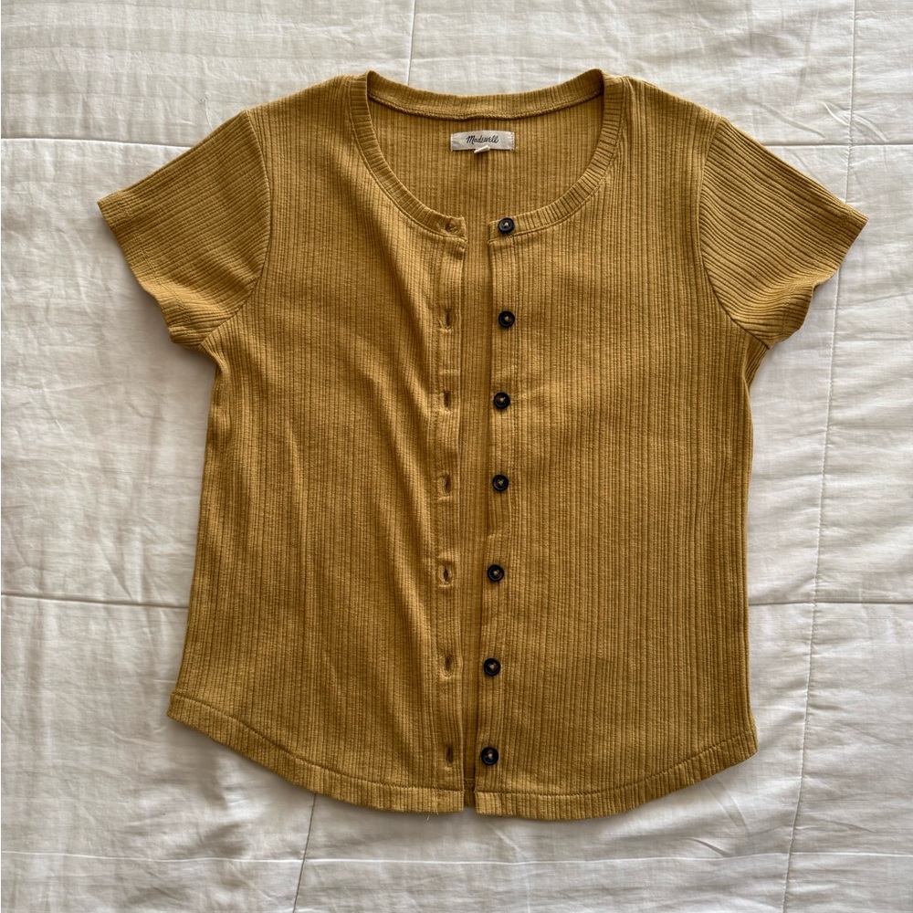 Madewell Golden Ribbed Button Tee